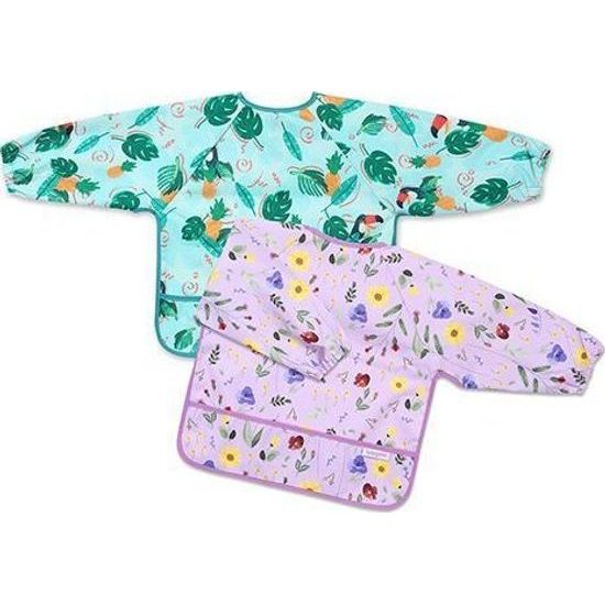 Dětský bryndák s dlouhým rukávem - zahrada