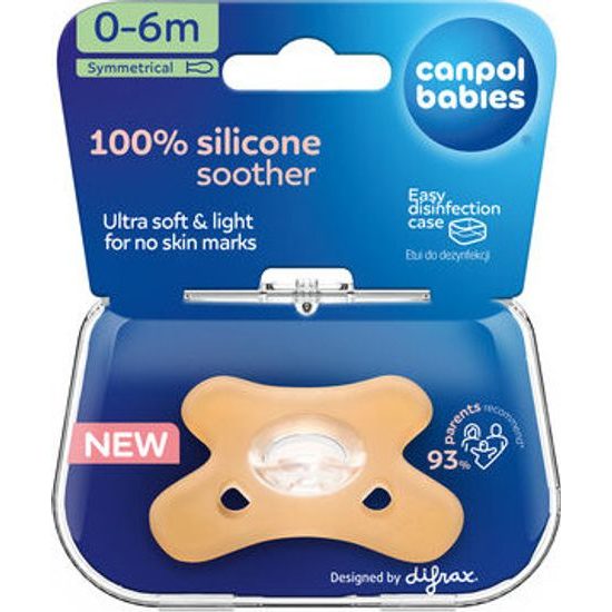 CANPOL babies Dudlík 100% silikonový symetrický 0-6m 1ks oranžový