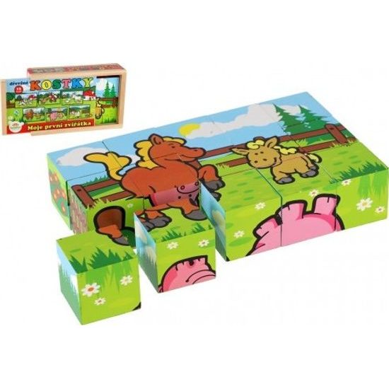 Dřevěné kostky - Moje první zvířátka 15ks