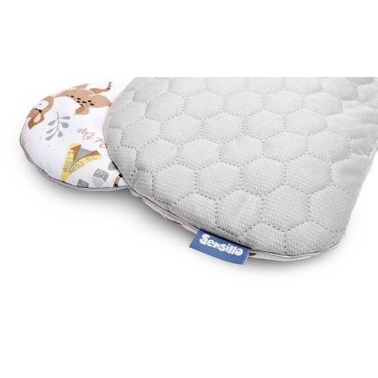 Sensillo Poduška do kočárku velvet zvířátka bílá