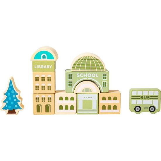 Ecotoys sada dřevěných kostek 121 ks v Městečko