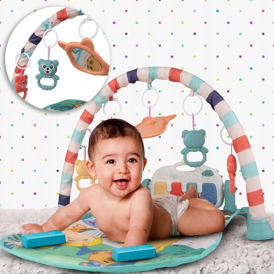 Hrací deka s piankem Medvídek zelená