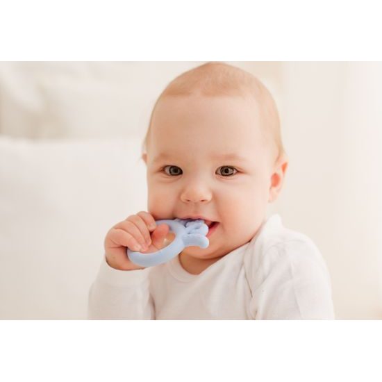 GiliGums Dětské silikonové kousátko Baby Octopus Teether, 3m+, sv. modrá, 1 ks