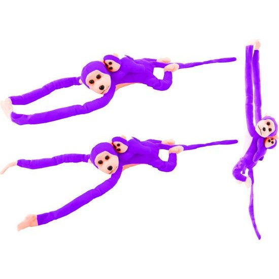 Mascot Plush Monkey with Baby, Purple 90 cm