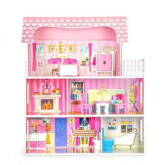 Ecotoys dřevěný domeček pro panenky s příslušenstvím Rozana