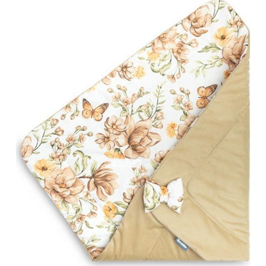 Oboustranná dětská zavinovačka - béžové květy 75x75 cm
