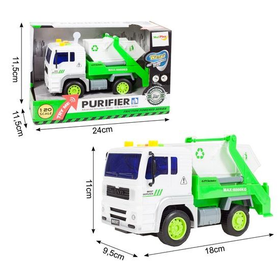 Popelářské auto s kontejnerem, světly a zvuky City Service 1:20