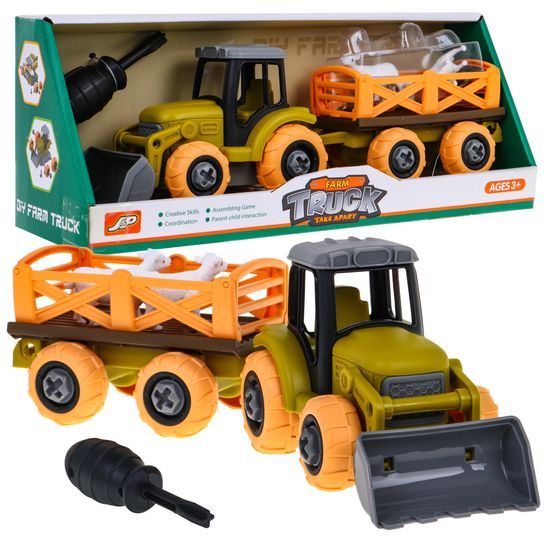 Dětský šroubovací traktor s vlečkou a ovečkami Farm Tractor