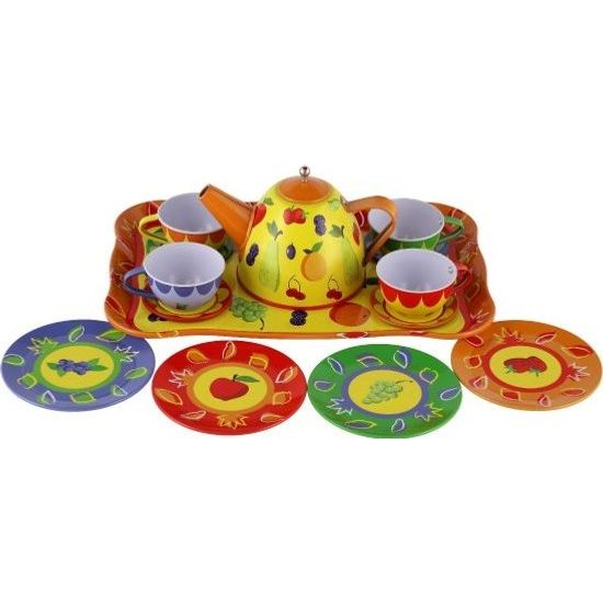 Čajová sada nádobí 14ks - mix 4 barvy