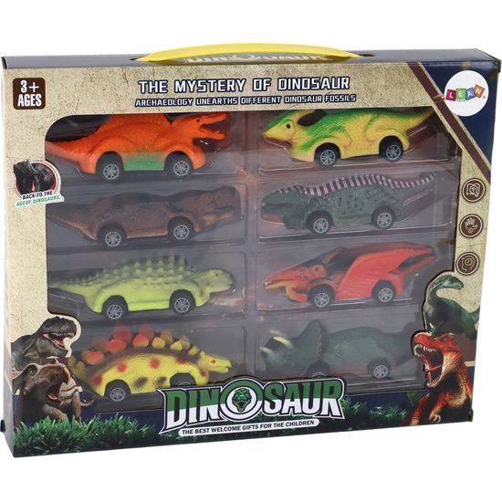Sada 8 dinosauřích aut na setrvačník