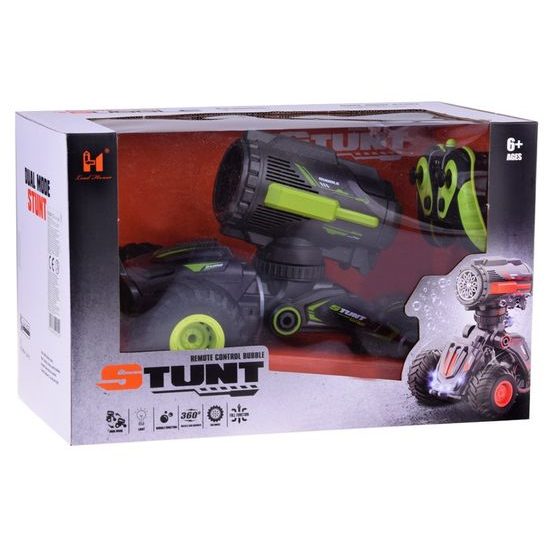 Kaskadérské autíčko na dálkové ovládání s bublifukem Stunt Car - černozelené