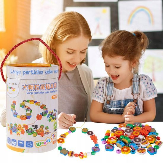 Sada na výrobu dřevěných korálků Wooden Beads 70 kusů