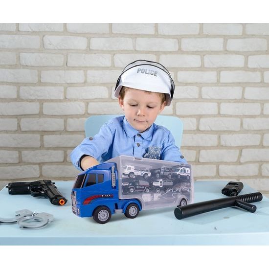 Nákladní auto se 6 kovovými autíčky a skluzavkou Carrier Truck