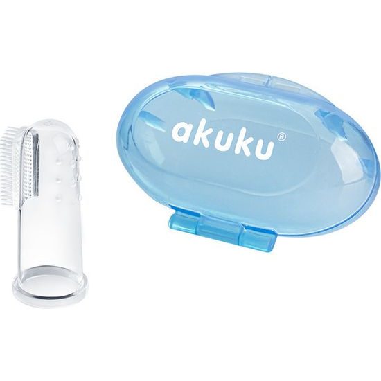 První zubní kartáček s pouzdrem Akuku modrý