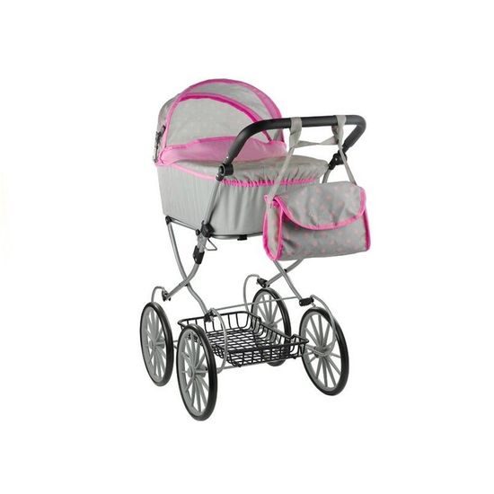 Kočárek pro panenky Alice Retro béžovo-růžový