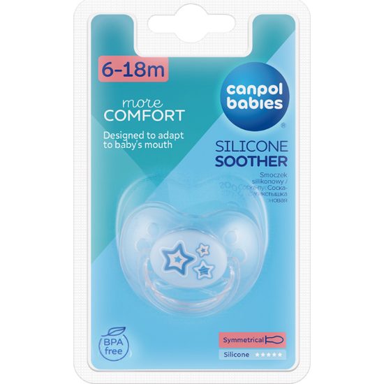 CANPOL babies Dudlík 6-18m silikonový symetrický NEWBORN BABY modrý