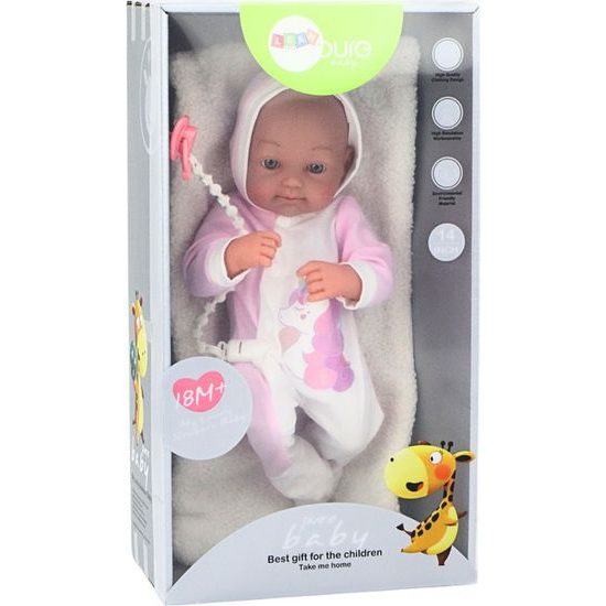 Panenka v oblečku s kapucí s motivem jednorožce, 35 cm