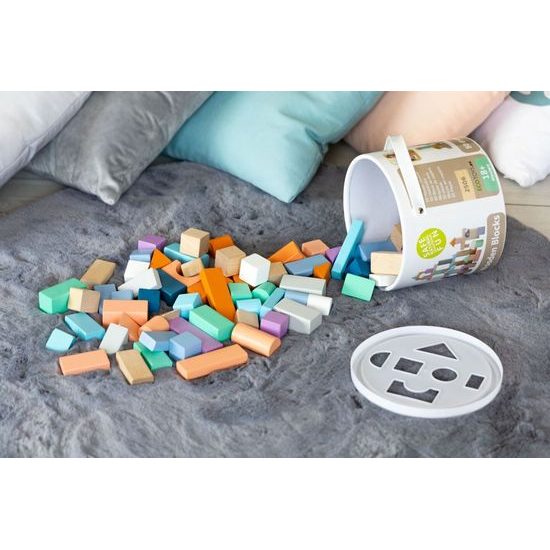 Ecotoys sada dřevěných kostek 50 ks v boxu NEO