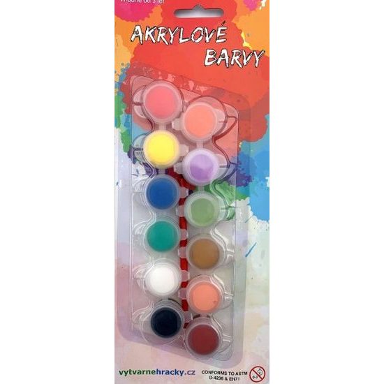 Akrylové barvy 12ks se štětcem