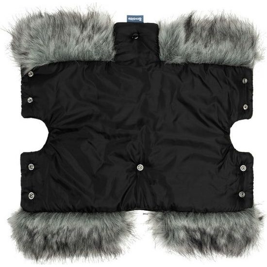 Rukávník na kočárek s kožešinou černý