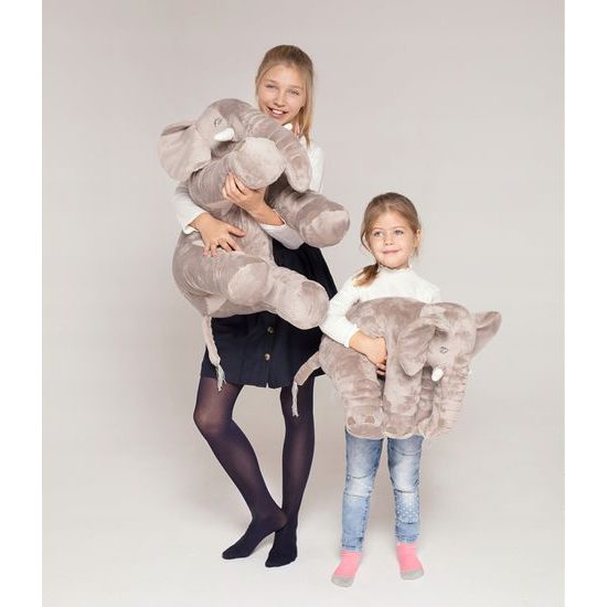 Plyšový slon - polštář Belly 70 cm šedý