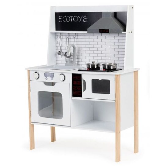 Ecotoys dětská dřevěná kuchyňka se zvuky a LED efekty House Kitchen