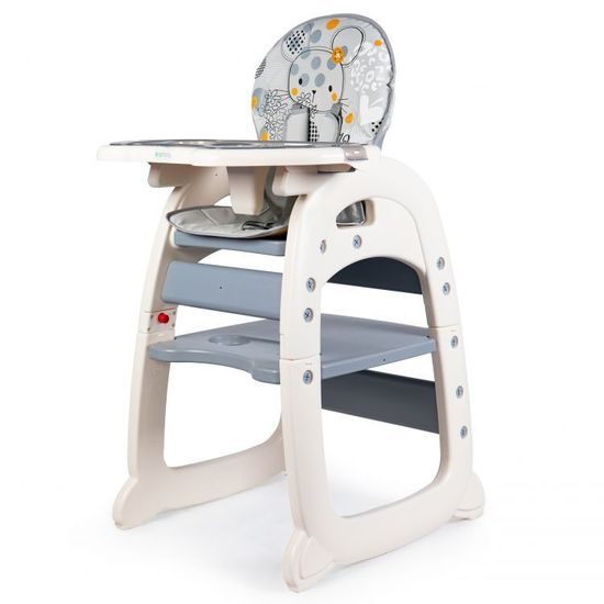 ROZBALENO Ecotoys jídelní židlička 2v1 Myška šedá