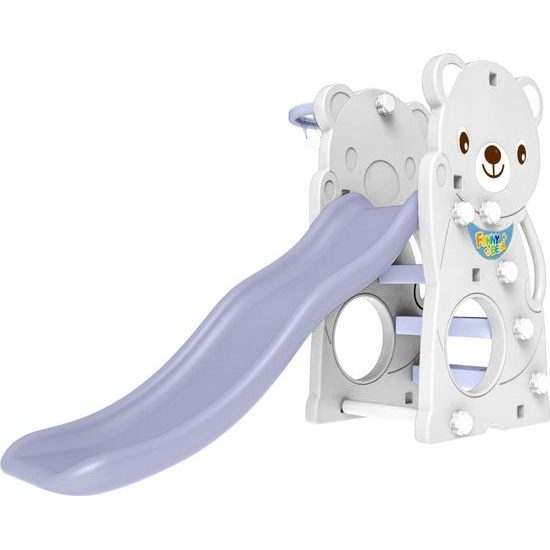 Zahradní skluzavka 3v1 s houpačkou bílá medvídek