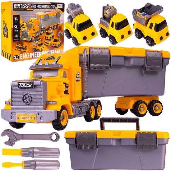 Šroubovací autíčko s kufříkem a 3 autíčky Engineering Control