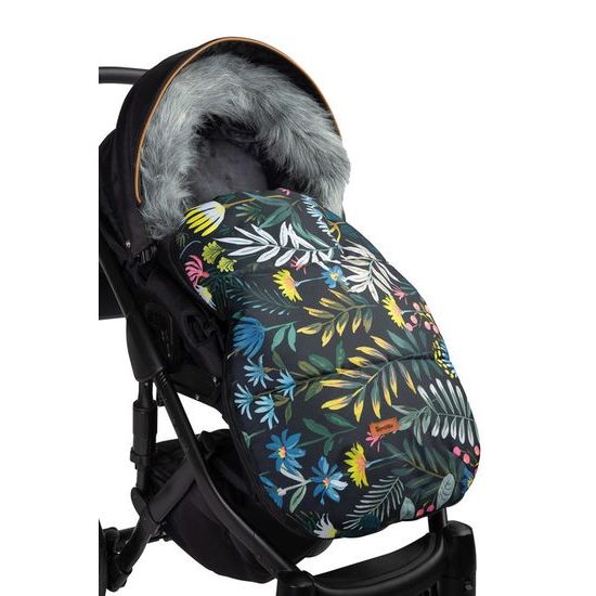 Sensillo Zimní fusak do kočárku Olaf černý květy