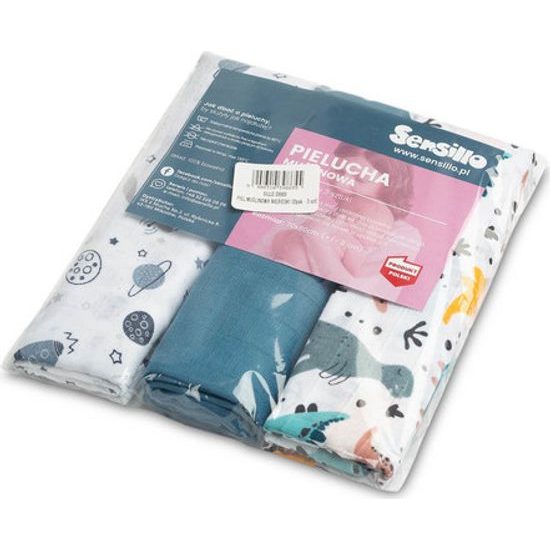 Mušelínové pleny 3ks, modrá