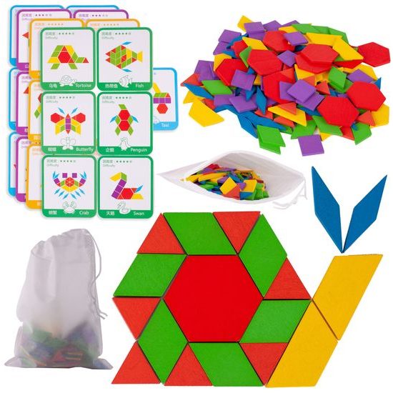 Dřevěné puzzle pro děti Pattern Blocks 155 dílků