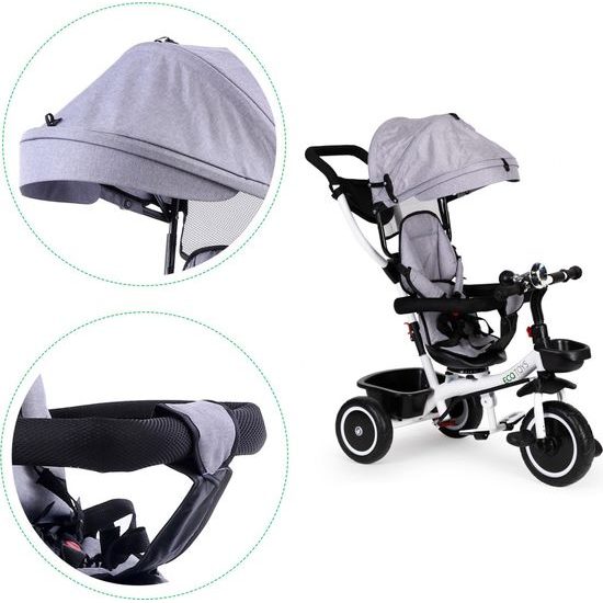 Ecotoys dětská tříkolka s otočným sedadlem S360 šedá