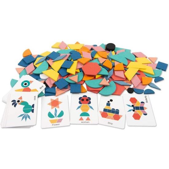 Dřevěné puzzle pro děti Tangram Shape 180 dílků