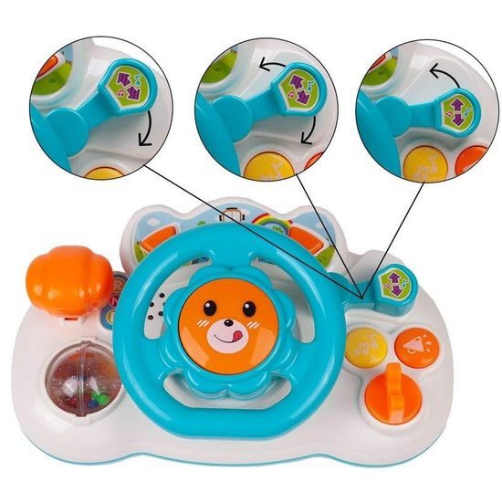 Interaktivní volant pro nejmenší se světlem a zvukem Lion Driver modrý