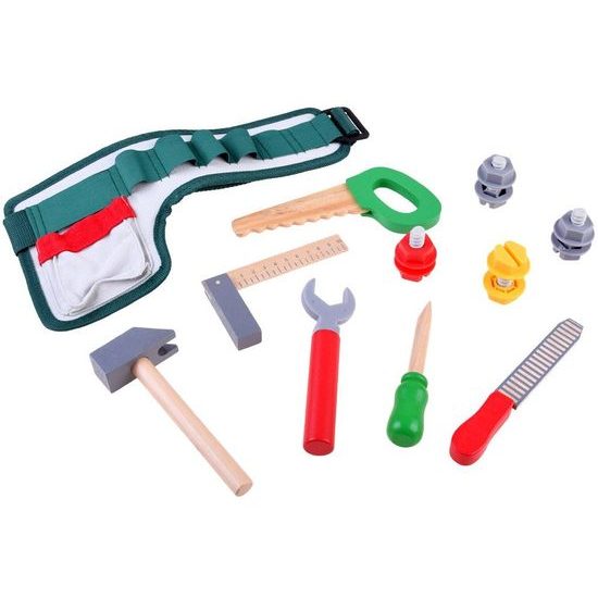 Sada dětského dřevěného nářadí s opaskem Malý opravář 10 součástí