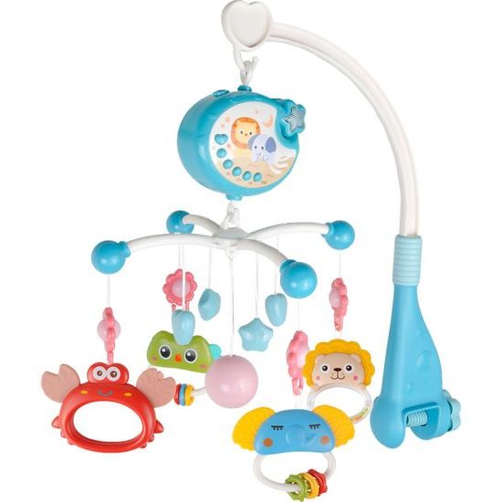 Kolotoč nad postýlku s projektorem a dálkovým ovládáním Music Mobile modrý