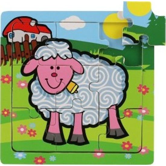 Dřevěné Mini puzzle 9 dílků - Moje první zvířátka pro nejmenší - mix 6 druhů