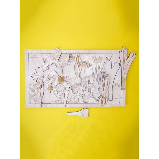 Kořenová zelenina - edukativní dřevěné puzzle - SLOVENSKÁ VERZE