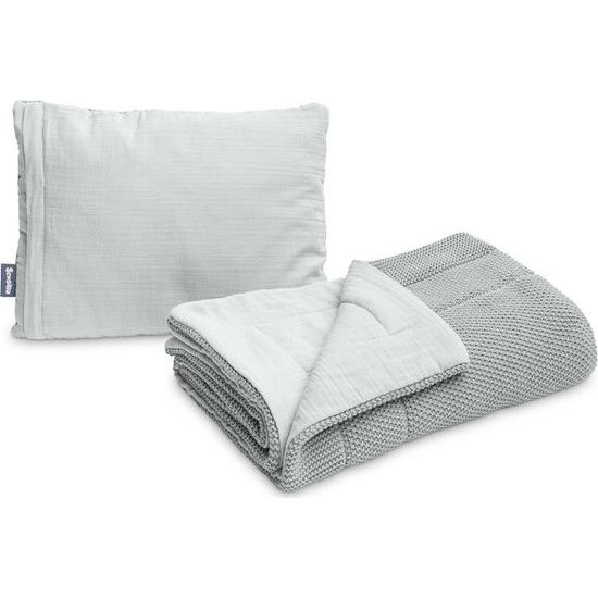 Pletená sada z mušelínu do postýlky a kočárku Sensillo šedá