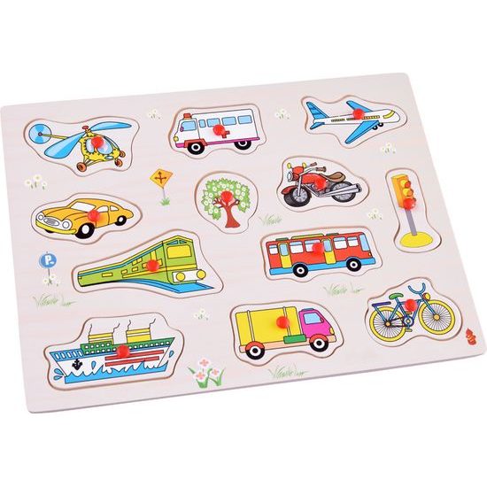 Dřevěné puzzle VOZIDLA 12 dílků