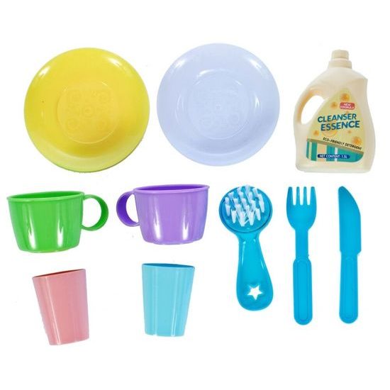 Dětský dřez s tekoucí vodou a nádobím Wash Up modrý