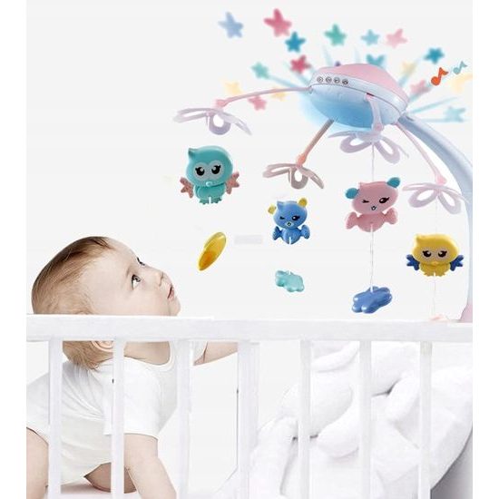 Doris kolotoč nad postýlku s projektorem a dálkovým ovládáním Bed Bell růžový