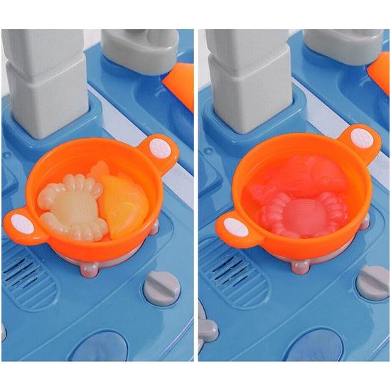 Veľká detská kuchynka s tečúcou vodou, zvukmi a svetlami Simulation Kitchen - modrá