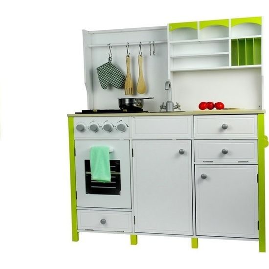 Dětská dřevěná kuchyňka - bílo/zelená