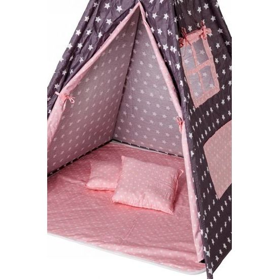 Ecotoys dětský indiánský stan TeePee Růžové hvězdičky