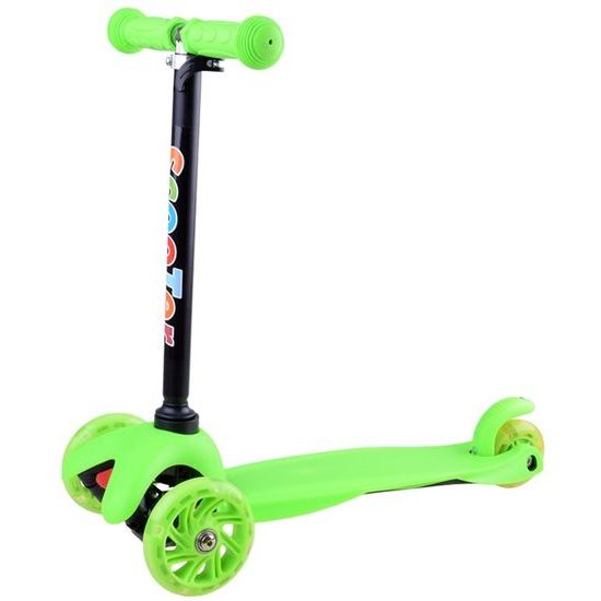 Dětská koloběžka Scooter 717 se svítícími koly - zelená