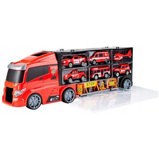 Nákladní auto s autíčky, helikoptérou a skluzavkou Fire Truck II