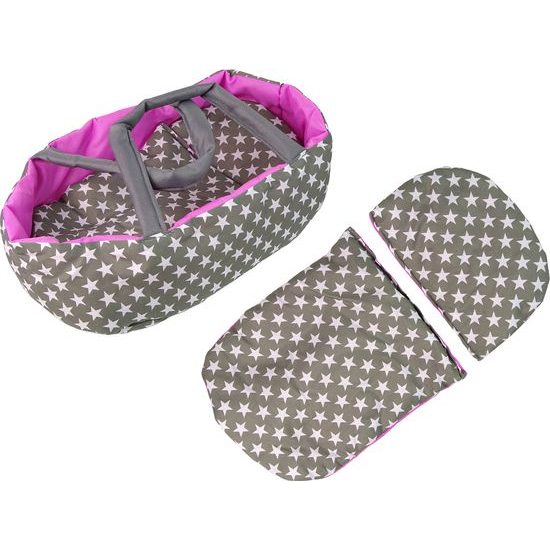 Kočárek pro panenky Alice 9346D kombinovaný šedo-růžový