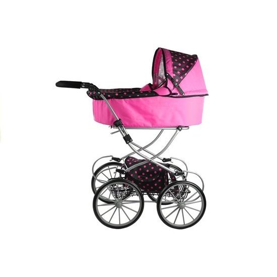 Kočárek pro panenky Alice retro růžovo-černý